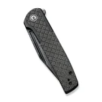CIVIVI Cachet Flipper Knife Diamond Patterned Black Steel Handle With Dark Green Canvas Micarta Inlay (3.48" Black Hand Rubbed Damascus) C20041B-DS1 - Image 6