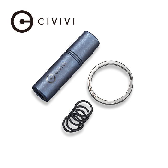 CIVIVI Key Bit Container - Blue Titanium (Steel Torx Screwdriver Tool Set (T6+T8) With 1 PC Steel Key Ring) - Every Day carry - Ostap Hel Design - C 20048-3