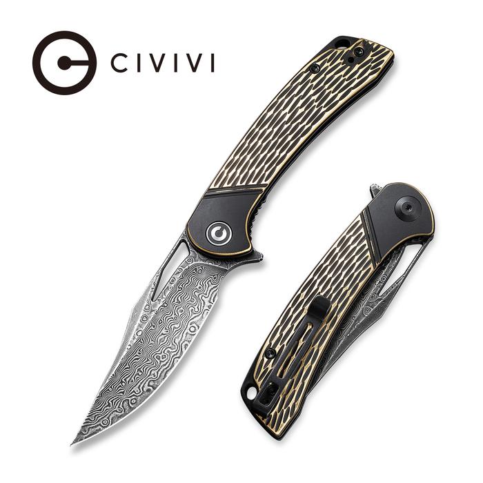 C2005DS-1_700x Dogma Flipper Knife Black Polished Brass Handle (3.46'' Black Hand Rubbed Damascus) C2005DS-1 - Image 1