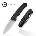 CIVIVI Altus Pocket Knife with Button Lock and Flipper Opener Black G10 Handle (2.97" Silver Bead Blasted Nitro-V) C 20076-1