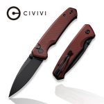 CIVIVI Altus Pocket Knife with Button Lock and Flipper Opener Burgundy G10 Handle (2.97" Black Stonewashed Nitro-V) C 20076-2
