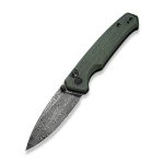 CIVIVI Altus Pocket Knife with Button Lock and Flipper Opener Green Micarta Handle (2.97" Black Hand Rubbed Damascus) C 20076-DS1 - Image 8