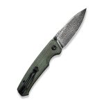 CIVIVI Altus Pocket Knife with Button Lock and Flipper Opener Green Micarta Handle (2.97" Black Hand Rubbed Damascus) C 20076-DS1 - Image 7