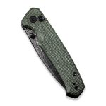 CIVIVI Altus Pocket Knife with Button Lock and Flipper Opener Green Micarta Handle (2.97" Black Hand Rubbed Damascus) C 20076-DS1 - Image 2