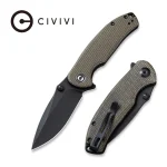 CIVIVI Pintail Flipper Knife - Dark Green Micarta Handle (2.98" Black Stonewashed CPM S35VN) C 2020C