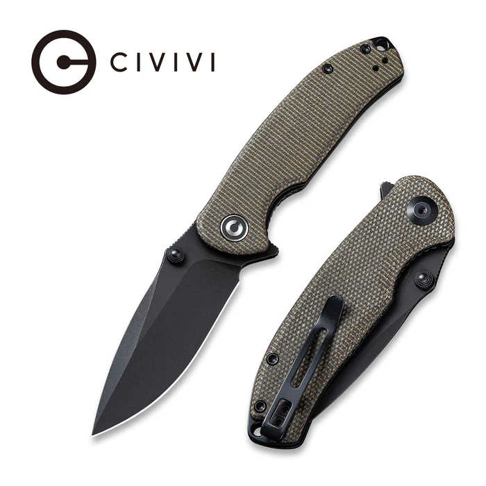 C2020C_4571d1f6-ec24-4ef8-90fc-b42976423486_700x CIVIVI Pintail Flipper Knife - Dark Green Micarta Handle (2.98" Black Stonewashed CPM S35VN) C 2020C - Image 1