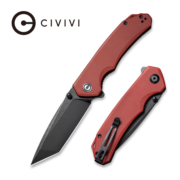 CIVIVI Brazen Flipper Knife Burgundy G10 Handle (3.46" Black Stonewashed D2 ) C 2023B