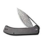 Riffle Flipper Knife Dark Twill Carbon Fiber Overlay On Black G10 Handle (3.46" Black Hand Rubbed Damascus) C2024DS-1 - Image 14