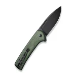 CIVIVI Conspirator Pocket Knife with Button Lock and Flipper Opener Green Micarta Handle (3.47'' Black Stonewashed Nitro-V) C21006-2 - Image 3
