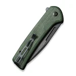 CIVIVI Conspirator Pocket Knife with Button Lock and Flipper Opener Green Micarta Handle (3.47'' Black Stonewashed Nitro-V) C21006-2 - Image 2