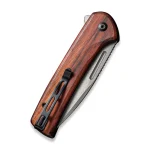 CIVIVI Conspirator Pocket Knife with Button Lock and Flipper Opener Cuibourtia Wood Handle (3.47'' Gray Stonewashed Nitro-V) C21006-3 - Image 5