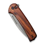CIVIVI Conspirator Pocket Knife with Button Lock and Flipper Opener Cuibourtia Wood Handle (3.47'' Gray Stonewashed Nitro-V) C21006-3 - Image 4