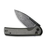 CIVIVI Conspirator Pocket Knife with Button Lock and Flipper Opener Dark Green Micarta Handle (3.47'' Black Hand Rubbed Damascus) C21006-DS1 - Image 6