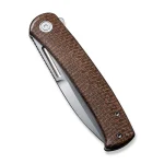 CIVIVI Cetos Flipper Knife Brown Micarta Coarse With Gray Steel Lock Side Handle (3.48" Silver Bead Blasted 14C28N) C21025B-1 - Image 6