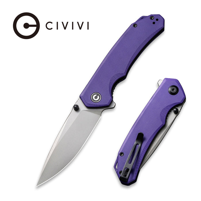 CIVIVI Brazen Flipper Knife Purple G10 Handle (3.46" Stonewashed 14C28N) C 2102A