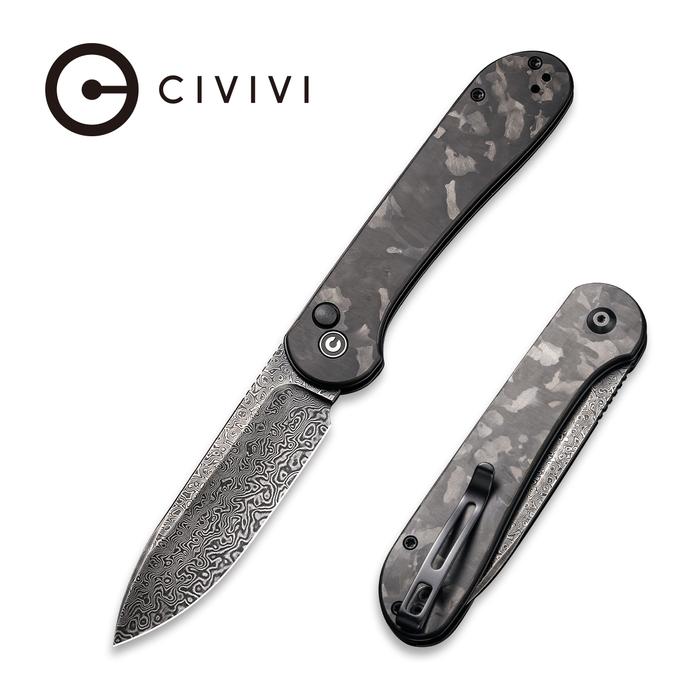 C2103_ButtonLockElementum_30c2ed05-8a40-47c7-9ffa-e67de175d557_700x CIVIVI Button Lock Elementum - Marble Carbon Fiber Black Handle (3.47" Black Hand Rubbed Damascus) C 2103DS-3 - Image 1