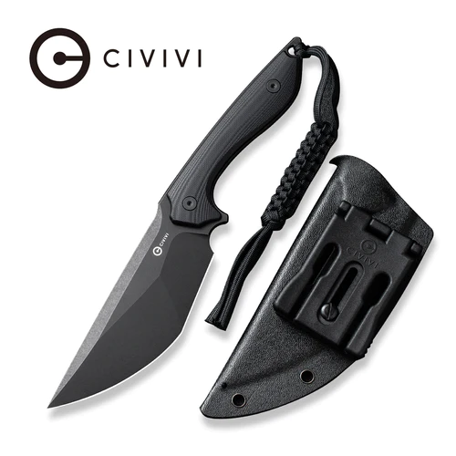 C21047-1_Concept22_500x CIVIVI Concept 22 Fixed Blade Knife Black G10 Handle (4.8" Black Stonewashed D2 Blade) C21047-1 - - Image 1