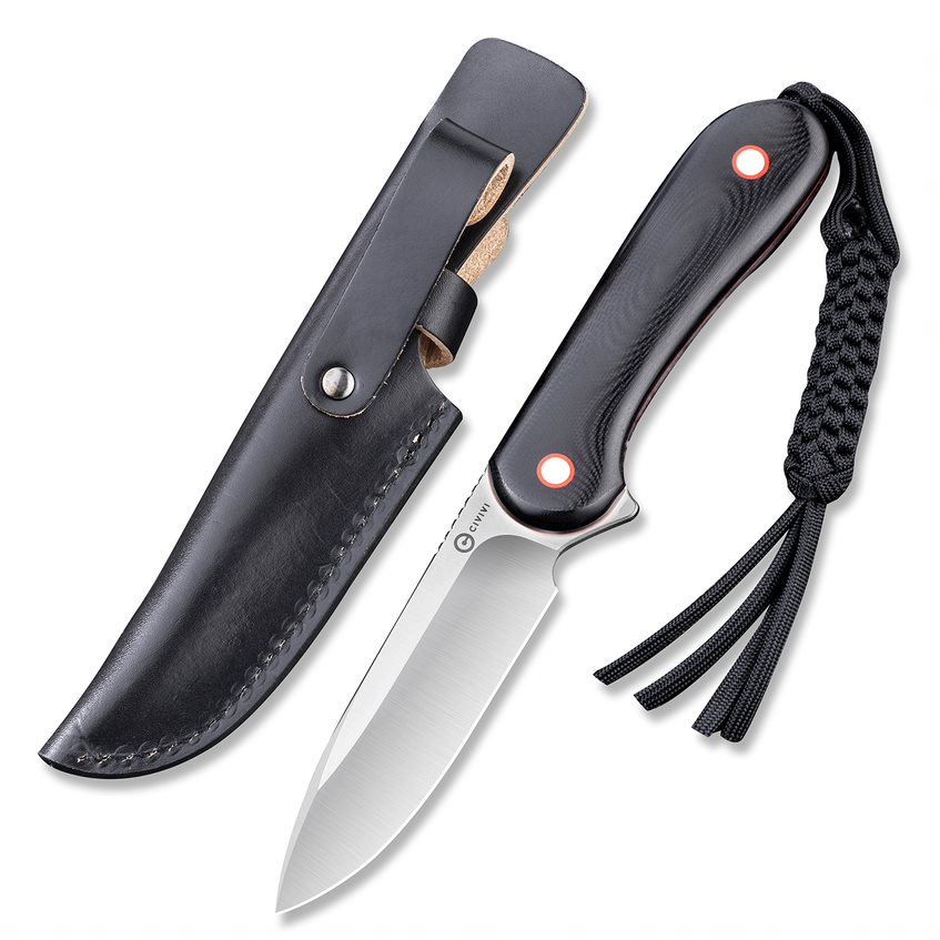 Civivi Fixed Blade Elementum - Black / Red G10 Contoured Handle (3.98" Satin Finished 10Cr15CoMoV) C 2104A