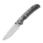 Civivi Imperium Front Flipper / Thumb Studs Knife - Shredded Carbon Fiber And Golden Shred In Clear Resin Contoured Handle (3.47" Stonewashed Nitro-V) C2106A - Image 2