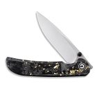 Civivi Imperium Front Flipper / Thumb Studs Knife - Shredded Carbon Fiber And Golden Shred In Clear Resin Contoured Handle (3.47" Stonewashed Nitro-V) C2106A - Image 5