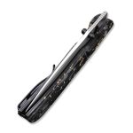 Civivi Imperium Front Flipper / Thumb Studs Knife - Shredded Carbon Fiber And Golden Shred In Clear Resin Contoured Handle (3.47" Stonewashed Nitro-V) C2106A - Image 9