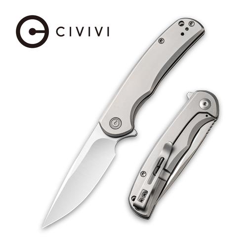 Civivi NOx Flipper Knife - Gray Stainless Steel Handle (2.97" Satin Nitro-V) C 2110A