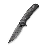 CIVIVI NOx Flipper Knife Contoured Carbon Fiber With Gray Steel Handle (2.97" Black Hand Rubbed Damascus) C 2110DS-1 - Image 2