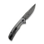 CIVIVI NOx Flipper Knife Contoured Carbon Fiber With Gray Steel Handle (2.97" Black Hand Rubbed Damascus) C 2110DS-1 - Image 3