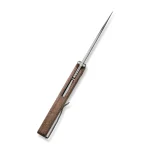 CIVIVI Sokoke Front Flipper And Thumb Stud Knife Brown Linen Micarta Handle (3.35" Silver Bead Blasted 14C28N Blade) C22007-3 - Image 9