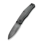 CIVIVI Sokoke Front Flipper And Thumb Stud Knife Black Linen Micarta Handle (3.35" Black Hand Rubbed Damascus Blade) C22007-DS1 - Image 3