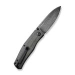 CIVIVI Sokoke Front Flipper And Thumb Stud Knife Black Linen Micarta Handle (3.35" Black Hand Rubbed Damascus Blade) C22007-DS1 - Image 2