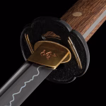Shikoto Tigerwood Katana And Scabbard - T10 Carbon Steel Blade, Clay Tempered, Full-Tang, Tigerwood Handle, Iron Tsuba, Brass Habaki - UC3525 - Image 3