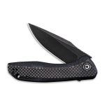 Baklash Flipper Knife Black G10 with Carbon Fiber Overlay Handle (3.5'' Black Stonewashed 9Cr18MoV) C 801I - Image 5