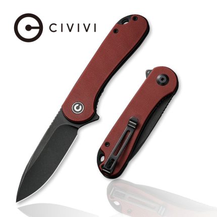 CIVIVI Elementum Flipper Knife - Burgundy G10 Handle (2.96" Black Stonewashed D2) C 907A-1