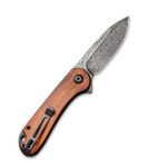 CIVIVI Elementum Flipper Knife Cuibourtia Wood Handle (2.96" Black Hand Rubbed Damascus) C907DS-2 - Image 4