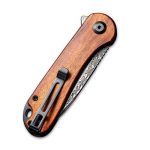 CIVIVI Elementum Flipper Knife Cuibourtia Wood Handle (2.96" Black Hand Rubbed Damascus) C907DS-2 - Image 7
