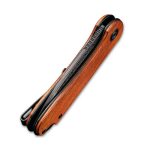 CIVIVI Elementum Flipper Knife Cuibourtia Wood Handle (2.96" Black Hand Rubbed Damascus) C907DS-2 - Image 2