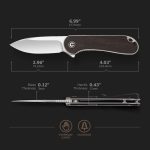CIVIVI Elementum Liner Lock Knife - Black Ebony Wood Handle (2.96'' Satin D2) C 907D - Image 6