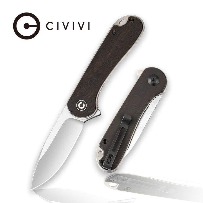 CIVIVI Elementum Liner Lock Knife - Black Ebony Wood Handle (2.96'' Satin D2) C 907D
