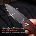 Civivi Elementum Flipper Knife - Cuibourtia Wood Handle (2.96'' Black Stonewashed D2) C907U - Image 6