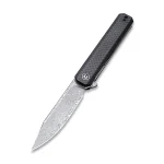 CIVIVI Chronic Flipper Knife Twill Carbon Fibre Overlay On Black G10 Handle (3.22'' Damascus) - C917DS - Image 2