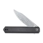 Civivi Exarch Front Flipper Knife - Twill Carbon Fiber Overlay On Black G10 Handle (3.22'' Damascus) C2003DS-1 - Image 5