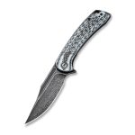 CIVIVI Dogma Flipper Knife Layered White G10 and Carbon Fiber Handle (3.46" Black Hand Rubbed Damascus) C2014DS-1 - Image 2