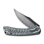 CIVIVI Dogma Flipper Knife Layered White G10 and Carbon Fiber Handle (3.46" Black Hand Rubbed Damascus) C2014DS-1 - Image 4
