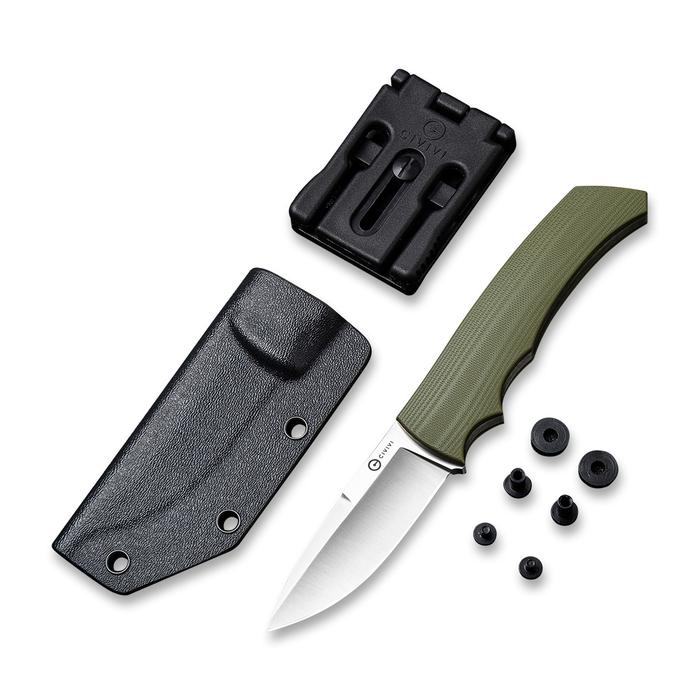 CIVIVIKnifeM2BackupC2016BFixedBladeKnifeODGreenG10HandleSatinFinishedD2withABlackKydexSheathandAT-Clip_6_700x Civivi M2 Backup Green fixed knife, Alex Weese design - C2016B - Image 1