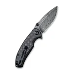 CIVIVI Pintail Flipper Knife - Twill Carbon Fiber Overlay On Black G10 Handle (2.98" Black Hand Rubbed Damascus Blade) C 2020DS-1 - Image 3