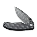 CIVIVI Pintail Flipper Knife - Twill Carbon Fiber Overlay On Black G10 Handle (2.98" Black Hand Rubbed Damascus Blade) C 2020DS-1 - Image 4