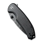 CIVIVI Pintail Flipper Knife - Twill Carbon Fiber Overlay On Black G10 Handle (2.98" Black Hand Rubbed Damascus Blade) C 2020DS-1 - Image 5