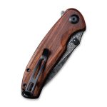 CIVIVI Pintail Flipper Knife - Cuibourtia wood Handle (2.98" Black Hand Rubbed Damascus Blade) C 2020DS-2 - Image 7