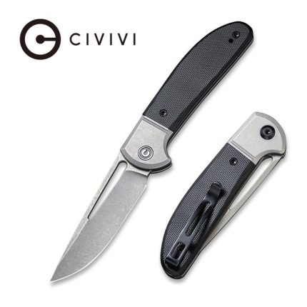 Civivi Trailblazer Black G10 Onlay On Grey Stainless Steel Handle (2.97" Grey Stonewashed 14C28N) C2018C - UK FRIENDLY CARRY KNIFE